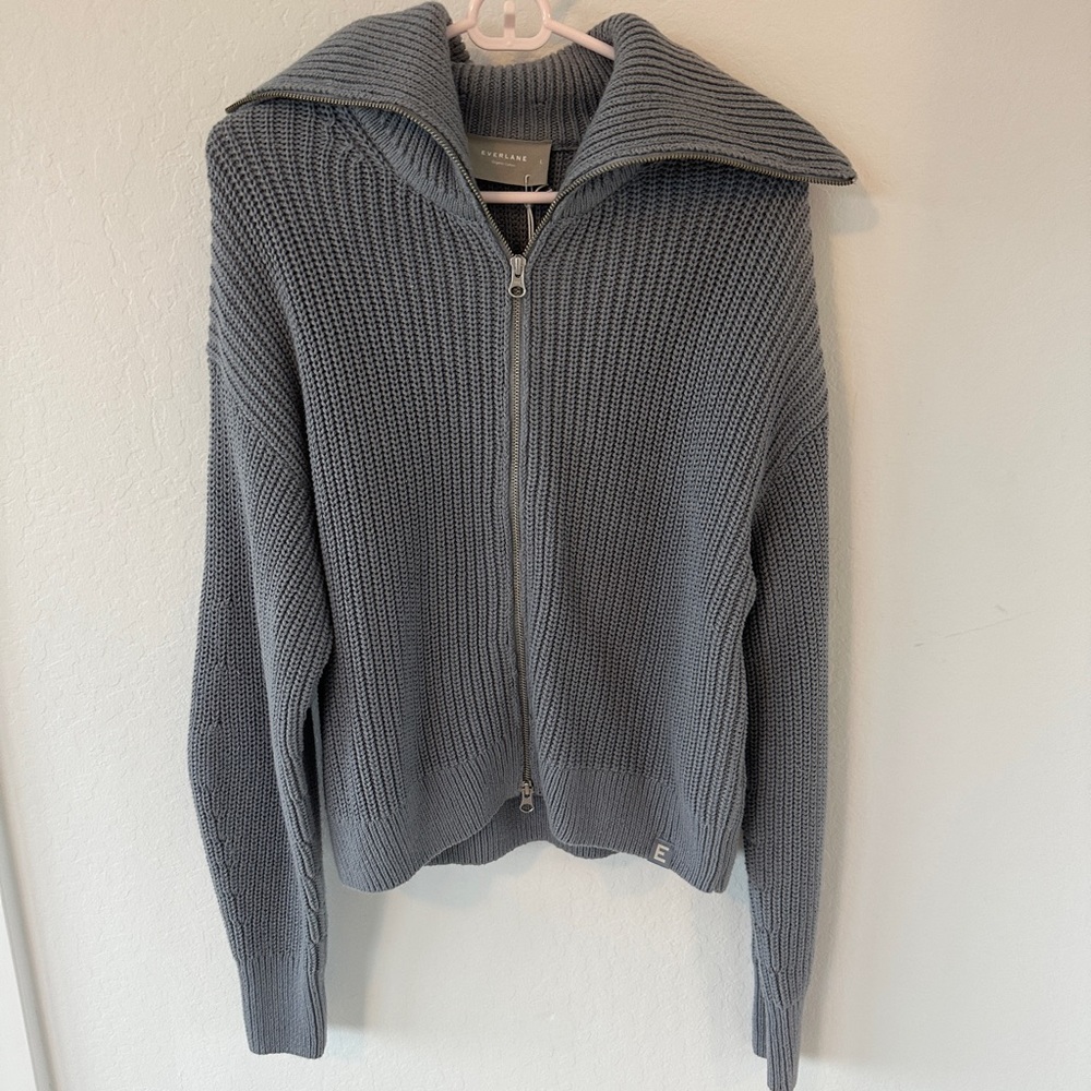 everlane zip up cardigan
